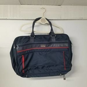 HOLIDAY Navy Red Piping Blue Zip Up Vacation Duffle Tote Bag Set 70s